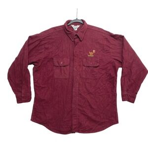 Five Brother Shirt Mens XL Burgundy Long Sleeve Flannel Deer Button Up USA